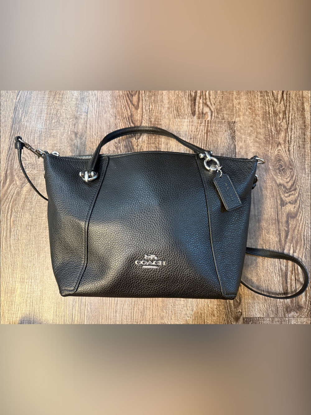 Coach Black Pebbled Leather Hobo Shoulder Bag
